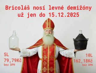 Naše superakce na demižony se blíží do finále 🏁 Bricoláš Vám je přiveze za mimořádně nízké ceny 🚚🎁 už jen do 15. prosince...